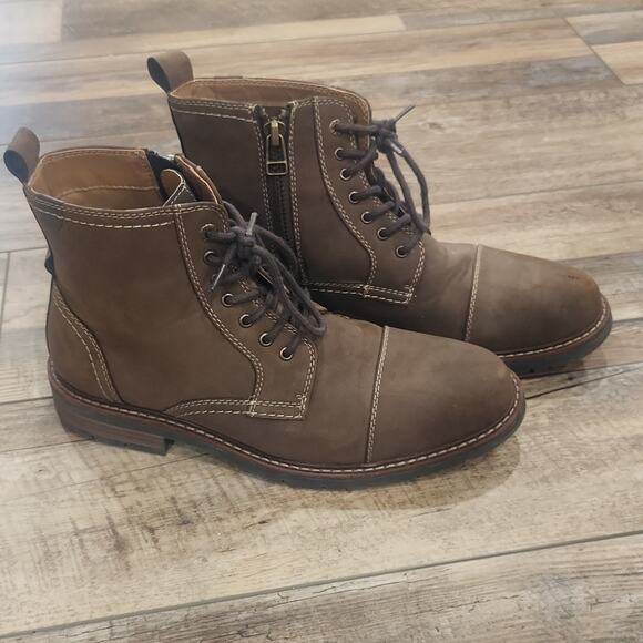 Dockers Mens Rawls Block Heel Lace Up Logger Boots Dark Tan 9M - Picture 1 of 9